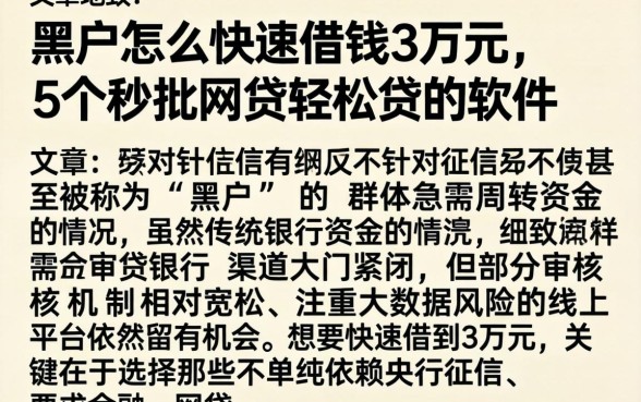黑户怎么快速借钱3万元,细致阐述5个秒批网贷轻松贷的软件