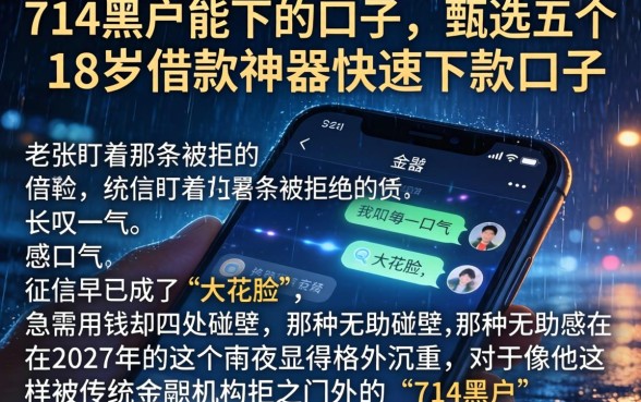 714黑户能下的口子，甄选五个18岁借款神器快速下款口子