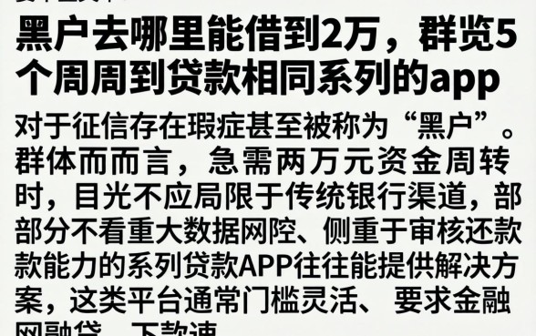 黑户去哪里能借到2万，概览5个周周到贷款相同系列的app