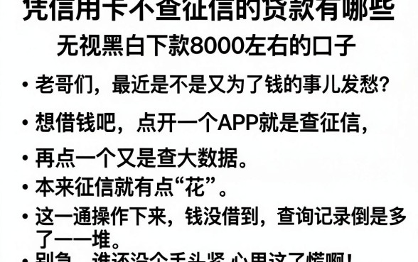 凭信用卡不查征信的贷款有哪些，详细阐述五个无视黑白下款8000左右的口子