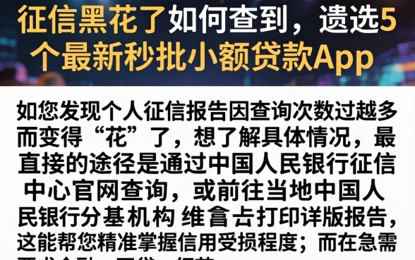 征信黑花了如何查到，遴选5个最新秒批小额贷款app