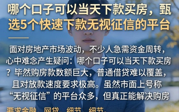 哪个口子可以当天下款买房，甄选5个快速下款无视征信的平台