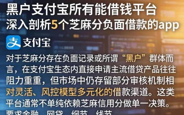 黑户支付宝所有能借钱的平台，深入剖析5个芝麻分负面借款的app