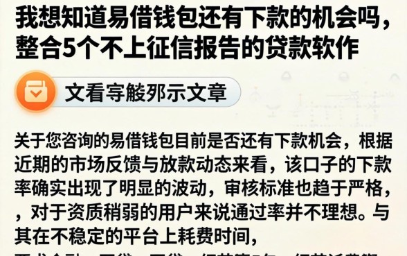 我想知道易借钱包还有下款的机会吗，整合5个不上征信报告的贷款软件