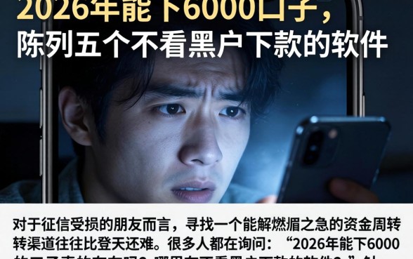 2026年能下6000的口子，陈列五个不看黑户下款的软件