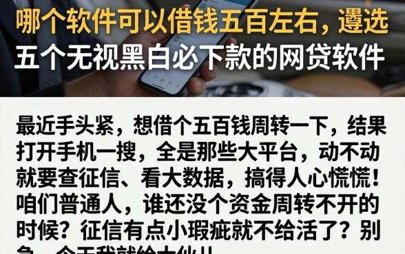 哪个软件可以借钱五百左右,遴选五个无视黑白必下款的网贷软件