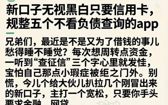 新口子无视黑白只要信用卡，规整五个不看负债查询的app