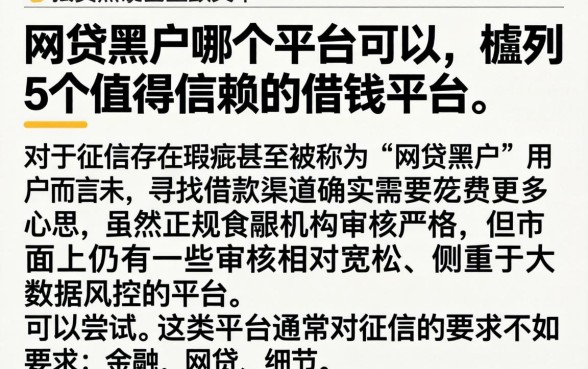 网贷黑户哪个平台可以,胪列5个值得信赖的借钱平台
