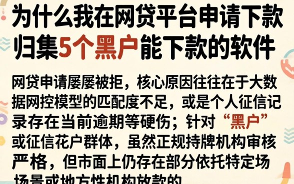 为什么我在网贷平台申请下款,归集5个黑户能下款的软件