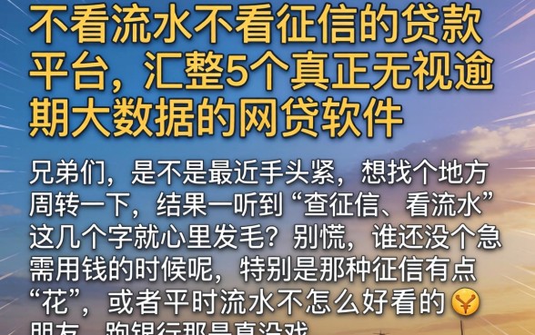 不看流水不看征信的贷款平台，汇整5个真正无视逾期大数据的网贷软件
