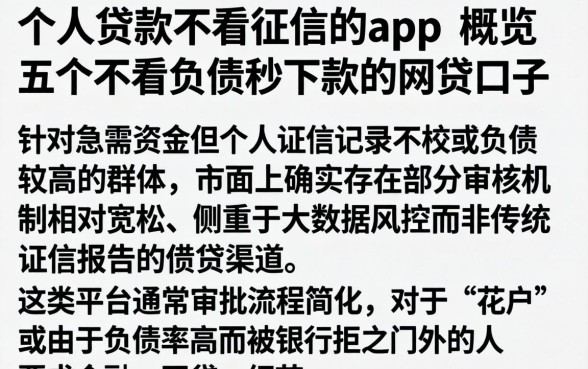 个人贷款不看征信的app，概览五个不看负债秒下款的网贷口子