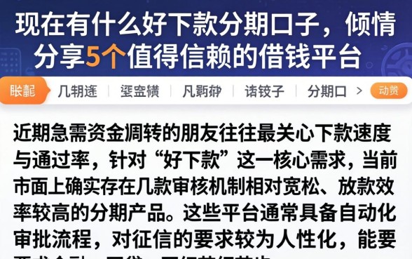 现在有什么好下款的分期口子,倾情分享5个值得信赖的借钱平台