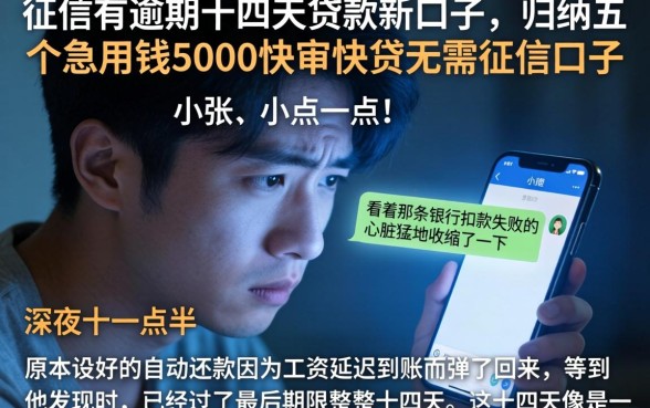 征信有逾期十四天贷款新口子，归纳五个急用钱5000快审快贷无需征信口子