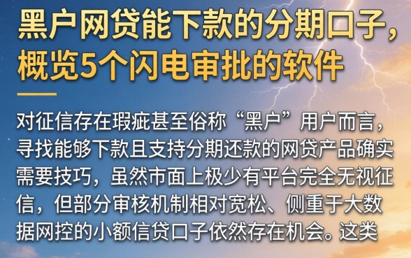 黑户网贷能下款的分期口子，概览5个闪电审批的软件