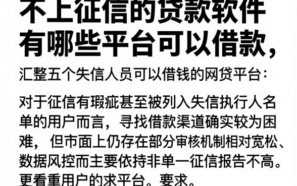 不上征信的贷款软件有哪些平台可以借款，汇整五个失信人员可以借钱的网贷平台