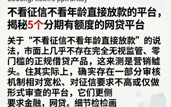 不看征信不看年龄直接放款的平台,揭秘5个分期有额度的网贷平台