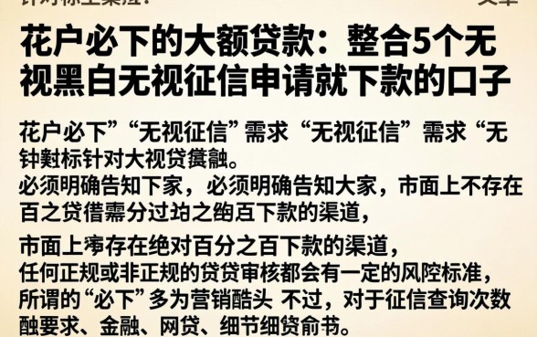 花户必下的大额贷款，整合5个无视黑白无视征信申请就下款的口子