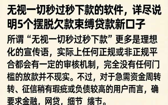 无视一切秒过秒下款的软件，详尽说明5个摆脱欠款束缚贷款新口子