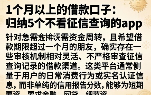 1个月以上的借款口子，归纳5个不看征信查询的app