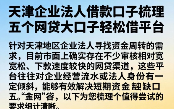 天津企业法人借款口子，梳理五个网贷大口子轻松借平台