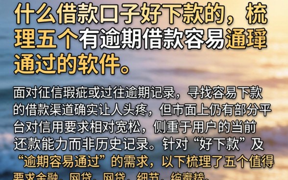 什么借款口子好下款的，梳理五个有逾期借款容易通过的软件