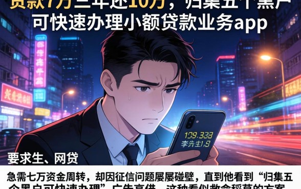 贷款7万三年还10万，归集五个黑户可快速办理小额贷款业务的app