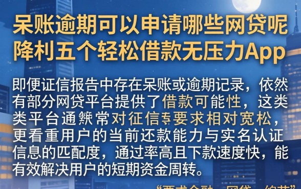 呆账逾期可以申请哪些网贷呢，枚举五个轻松借款无压力app