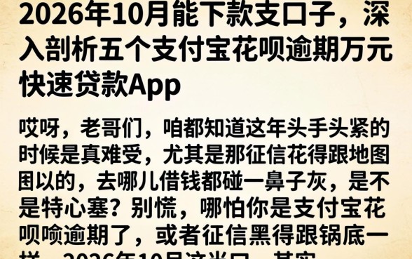 2026年10月能下款的口子，深入剖析五个支付宝花呗逾期万元快速贷款app