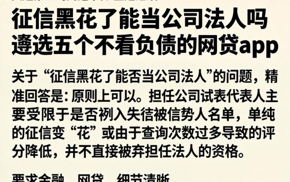 征信黑花了能当公司法人吗，遴选五个不看负债的网贷app