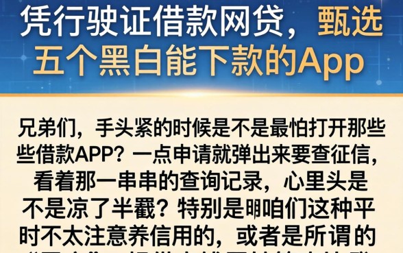 凭行驶证借款的网贷，甄选五个黑户能下款的app