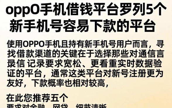 oppo手机借钱平台，罗列5个新手机号容易下款的平台