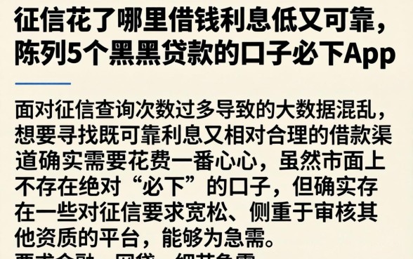 征信花了哪里借钱利息低又可靠,陈列5个黑户贷款的口子必下app