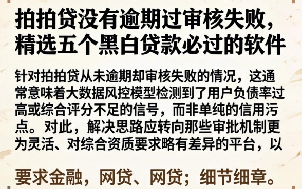 拍拍贷没有逾期过审核失败，精选五个黑白贷款必过的软件