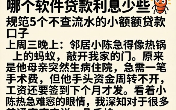 哪个软件贷款利息少些，规整5个不查流水的小额度贷款口子