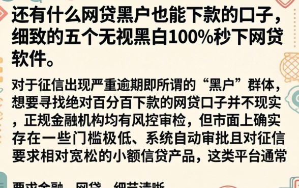 还有什么网贷黑户也能下款的口子，细致阐述五个无视黑白100%秒下网贷软件
