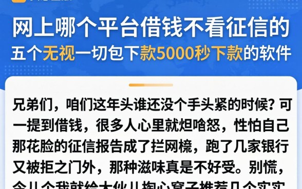 网上哪个平台借钱不看征信的,整合五个无视一切包下款5000秒下款的软件