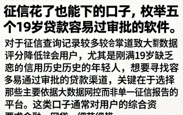 征信花了也能下的口子，枚举五个19岁贷款容易过审批的软件