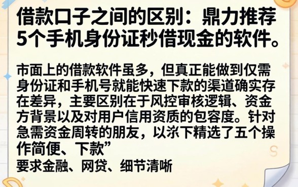 借款口子之间的区别，鼎力推荐5个手机身份证秒借现金的软件
