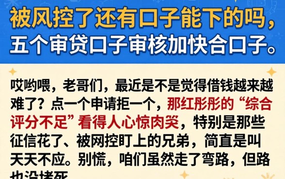被风控了还有口子能下的吗,详尽说明五个审贷口子审核加快的口子