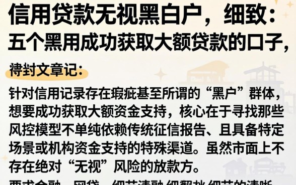 信用贷款无视黑白户，细致阐述五个黑户成功获取大额贷款的口子