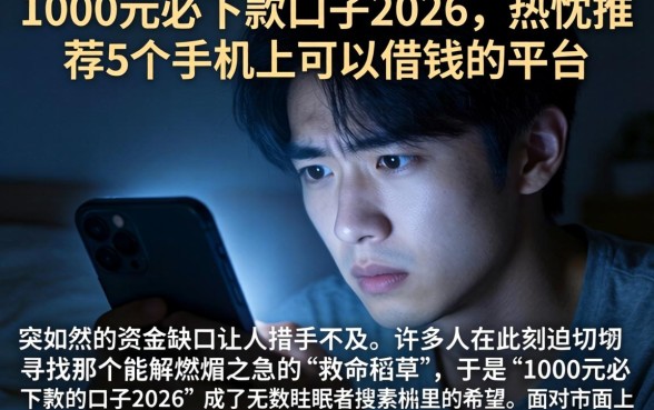 1000元必下款的口子2026，热忱推荐5个手机上可以借钱的平台