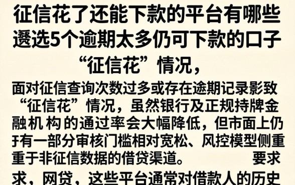 征信花了还能下款的平台有哪些，遴选5个逾期太多仍可下款的口子