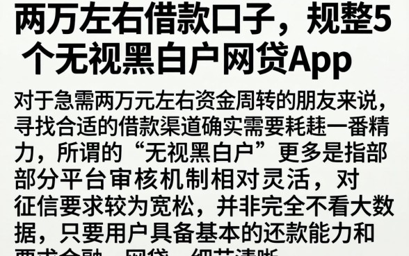 两万左右的借款口子，规整5个无视黑白户网贷app