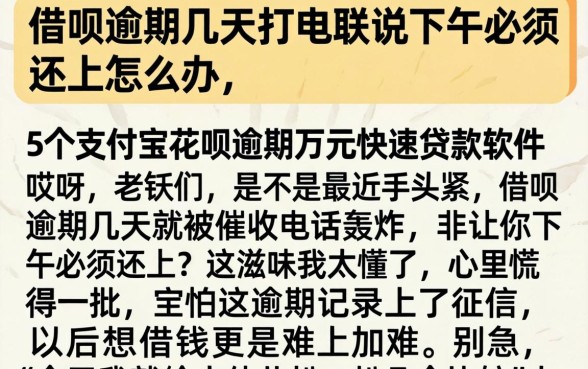 借呗逾期几天打电联说下午必须还上怎么办，详尽说明5个支付宝花呗逾期万元快速贷款软件