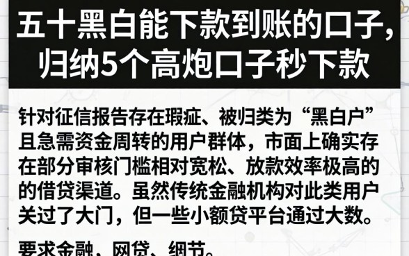 五十黑白能下款到账的口子，归纳5个高炮口子秒下款
