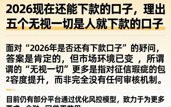 2026现在还能下款的口子，理出五个无视一切是人就下款的口子
