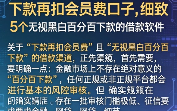 下款再扣会员费的口子，细致阐述5个无视黑白百分百下款的借款软件