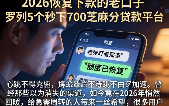 2026恢复下款的老口子，罗列5个秒下700芝麻分贷款平台