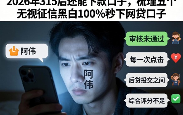 2026年315后还能下款口子，梳理五个无视征信黑白100%秒下网贷口子