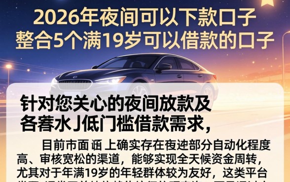 2026年夜间可以下款的口子,整合5个满19岁可以借款的口子